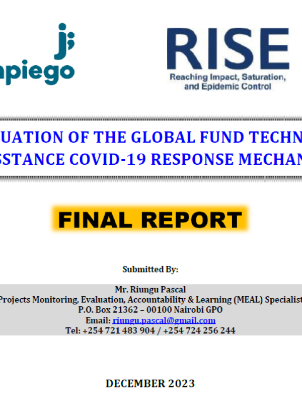 Evaluation of the Global Fund Technical Assistance COVID-19 Response Mechanism – Final Evaluation Report